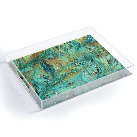 Amy Sia Marble Wave Sea Green Acrylic Tray
