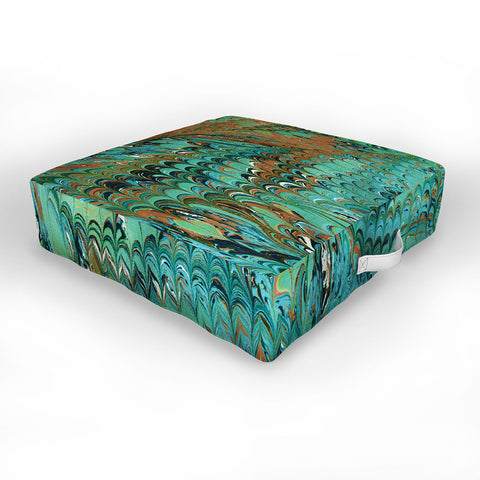 Amy Sia Marble Wave Sea Green Outdoor Floor Cushion