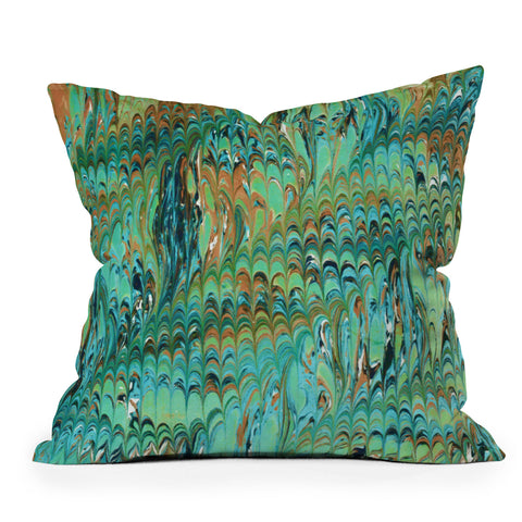 Amy Sia Marble Wave Sea Green Throw Pillow