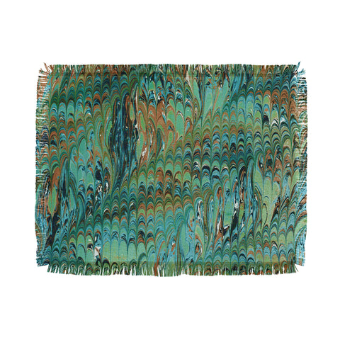 Amy Sia Marble Wave Sea Green Throw Blanket