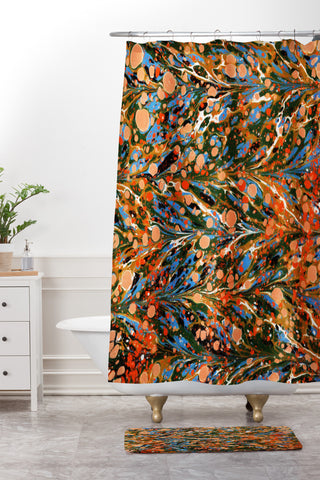 Amy Sia Marbled Illusion Autumnal Shower Curtain And Mat