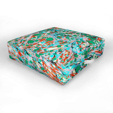 Amy Sia Marbled Illusion Green Outdoor Floor Cushion