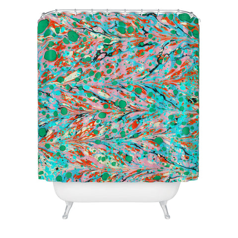 Amy Sia Marbled Illusion Green Shower Curtain