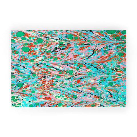 Amy Sia Marbled Illusion Green Welcome Mat