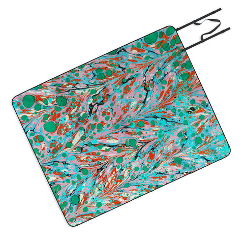 Amy Sia Marbled Illusion Green Picnic Blanket