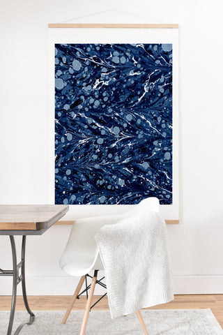 Amy Sia Marbled Illusion Navy Art Print And Hanger