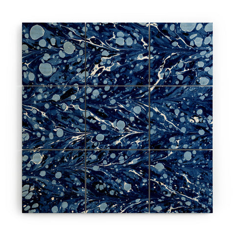 Amy Sia Marbled Illusion Navy Wood Wall Mural