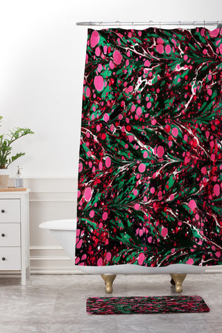Amy Sia Marbled Illusion Pink Shower Curtain And Mat