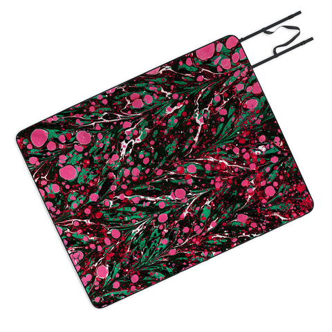 Amy Sia Marbled Illusion Pink Picnic Blanket