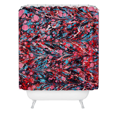 Amy Sia Marbled Illusion Red Shower Curtain