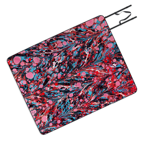 Amy Sia Marbled Illusion Red Picnic Blanket