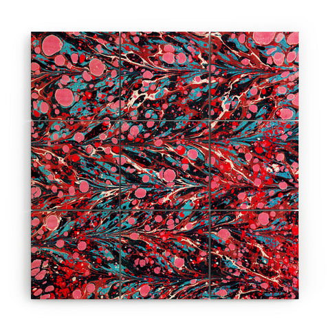 Amy Sia Marbled Illusion Red Wood Wall Mural