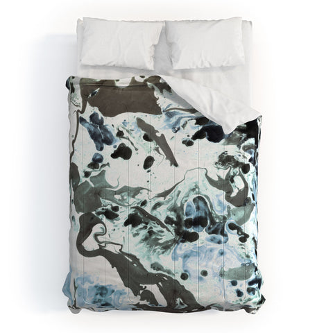 Amy Sia Marbled Terrain Ice Blue Comforter