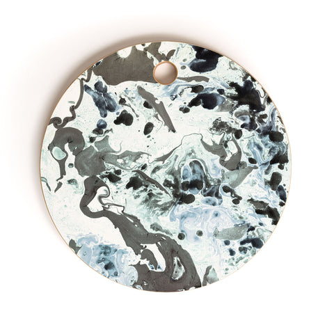 Amy Sia Marbled Terrain Ice Blue Cutting Board Round
