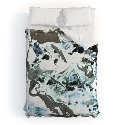 Amy Sia Marbled Terrain Ice Blue Duvet Cover