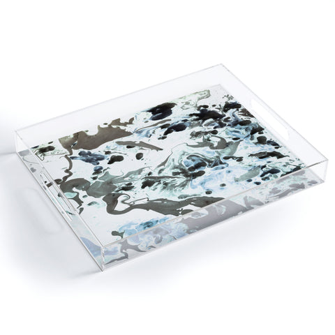 Amy Sia Marbled Terrain Ice Blue Acrylic Tray