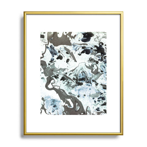 Amy Sia Marbled Terrain Ice Blue Metal Framed Art Print