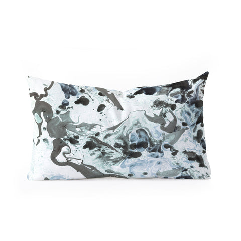 Amy Sia Marbled Terrain Ice Blue Oblong Throw Pillow