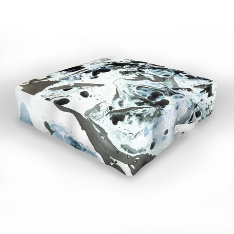 Amy Sia Marbled Terrain Ice Blue Outdoor Floor Cushion