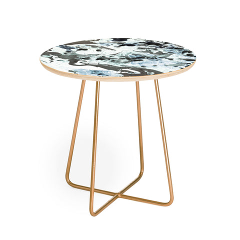 Amy Sia Marbled Terrain Ice Blue Round Side Table