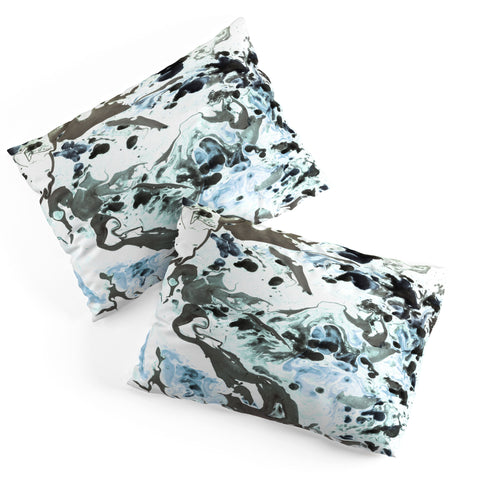 Amy Sia Marbled Terrain Ice Blue Pillow Shams
