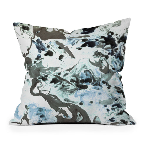 Amy Sia Marbled Terrain Ice Blue Throw Pillow