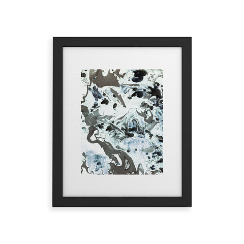 Amy Sia Marbled Terrain Ice Blue Framed Art Print