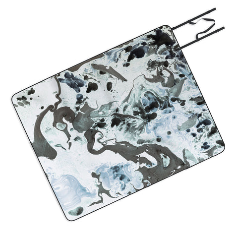 Amy Sia Marbled Terrain Ice Blue Picnic Blanket