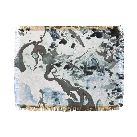 Amy Sia Marbled Terrain Ice Blue Throw Blanket