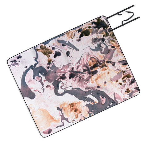 Amy Sia Marbled Terrain Rose Pink Picnic Blanket