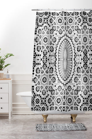 Amy Sia Morocco Black and White Shower Curtain And Mat