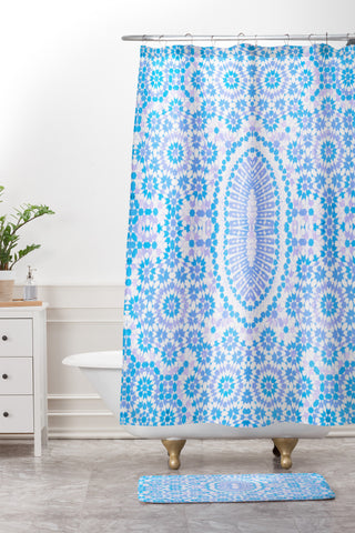 Amy Sia Morocco Light Blue Shower Curtain And Mat