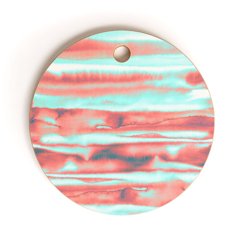 Amy Sia Neon Stripe Orange Cutting Board Round