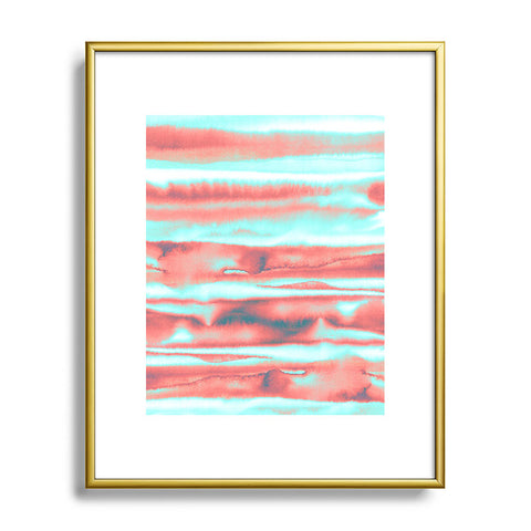 Amy Sia Neon Stripe Orange Metal Framed Art Print