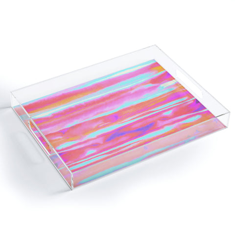 Amy Sia Neon Stripe Pink Acrylic Tray