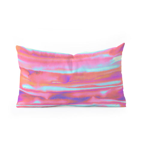 Amy Sia Neon Stripe Pink Oblong Throw Pillow