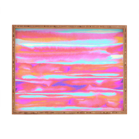 Amy Sia Neon Stripe Pink Rectangular Tray