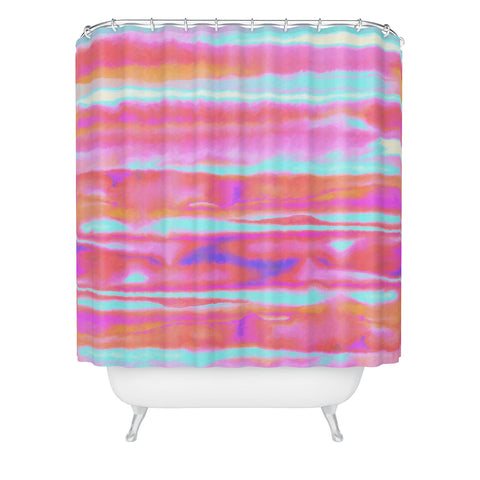 Amy Sia Neon Stripe Pink Shower Curtain