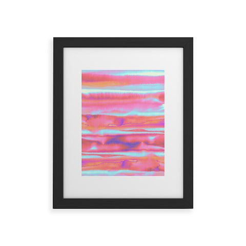 Amy Sia Neon Stripe Pink Framed Art Print