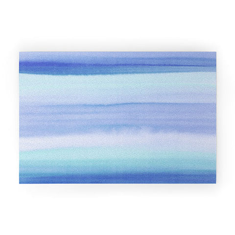 Amy Sia Ombre Watercolor Blue Welcome Mat