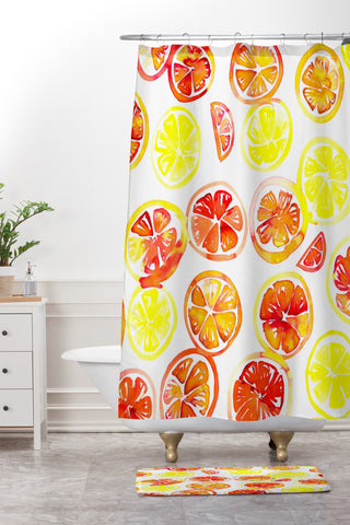 Amy Sia Orange Slice Shower Curtain And Mat