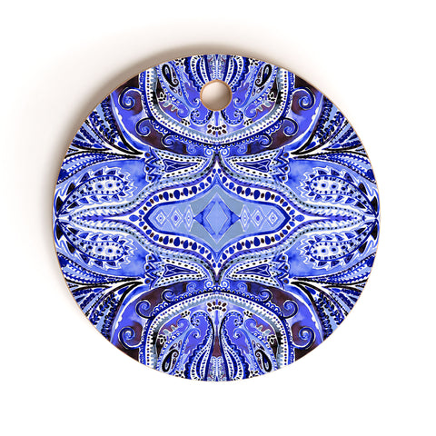 Amy Sia Paisley Deep Blue Cutting Board Round