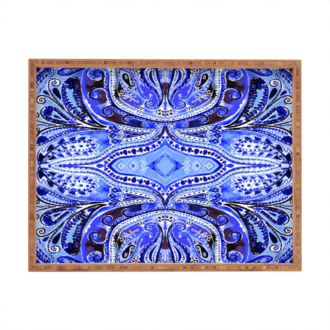 Amy Sia Paisley Deep Blue Rectangular Tray
