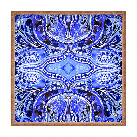 Amy Sia Paisley Deep Blue Square Tray