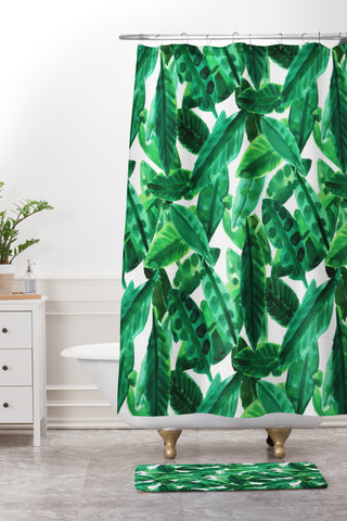 Amy Sia Palm Green Shower Curtain And Mat