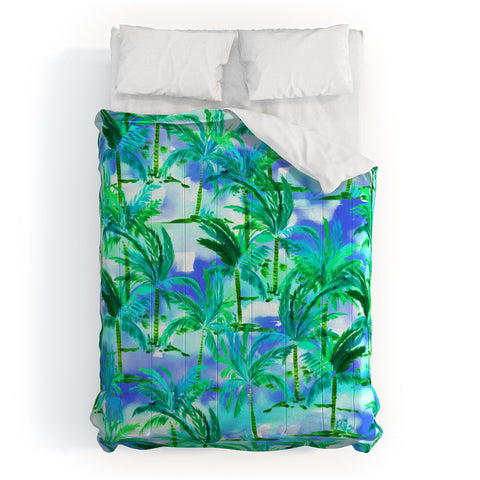 Amy Sia Palm Tree Blue Green Comforter