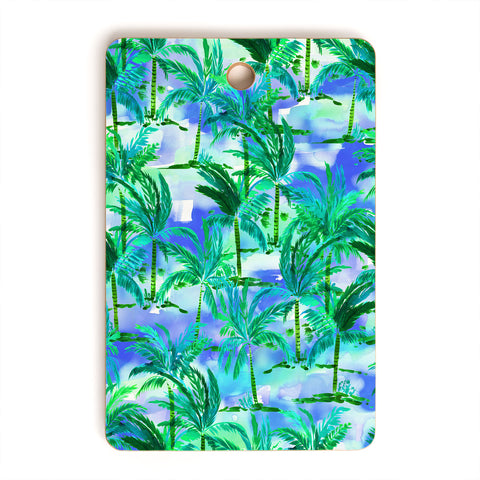 Amy Sia Palm Tree Blue Green Cutting Board Rectangle