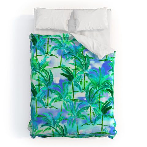 Amy Sia Palm Tree Blue Green Duvet Cover