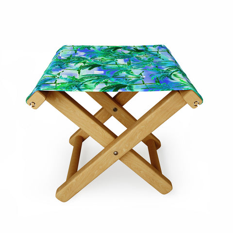 Amy Sia Palm Tree Blue Green Folding Stool