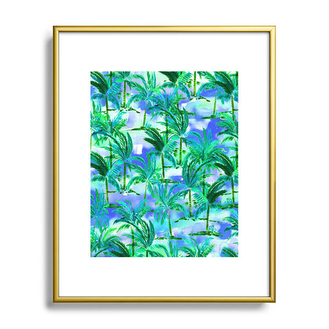 Amy Sia Palm Tree Blue Green Metal Framed Art Print
